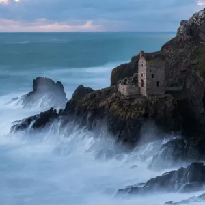 Crowns Engine House Print: Abandoned Mining Buildings on Coastal Cliffs Crowns Engine House Print: Abandoned Mining Buildings on Coastal Cliffs
