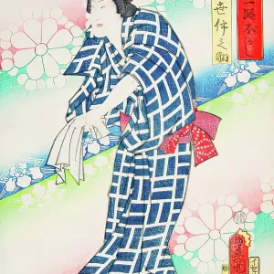 Utagawa Kunisada's Actor in a Blue and White Patterned Robe Print, 1859 Utagawa Kunisada's Actor in a Blue and White Patterned Robe Print, 1859