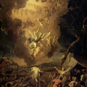 Print of The Annunciation to the Shepherds by Abraham Hondius, 1663 Print of The Annunciation to the Shepherds by Abraham Hondius, 1663