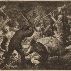 Der Bär wird von den Bauern angegriffen, wahrscheinlich um 1645/1656. Künstler: Allart van Everdingen Der Bär wird von den Bauern angegriffen, wahrscheinlich um 1645/1656. Künstler: Allart van Everdingen