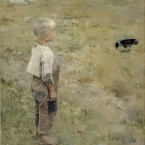 Heritage Images Print: Boy with a Crow, 1884 Heritage Images Print: Boy with a Crow, 1884