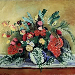 Print of Flowers in a White Vase, by Henri Matisse