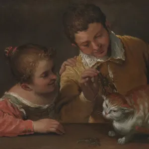 Annibale Carracci's "Two Children Teasing a Cat" Print