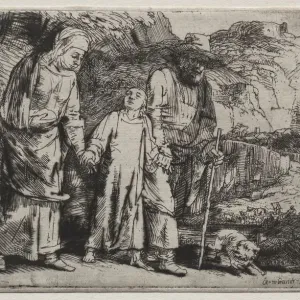 Rembrandt van Rijn, Christ Returning from the Temple Print, 1654 Rembrandt van Rijn, Christ Returning from the Temple Print, 1654