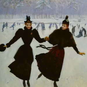 Jean Beraud's Les Patineuses Print, c. 1890 Jean Beraud's Les Patineuses Print, c. 1890