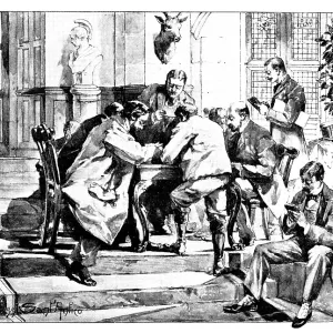 Print of The Death of Mr. Gladstone: reading telegrams in a hall Print of The Death of Mr. Gladstone: reading telegrams in a hall