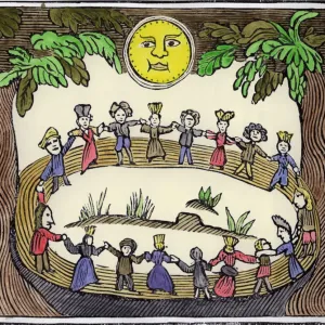 Witches Dancing Beneath a Full Moon Print, 19th Century Witches Dancing Beneath a Full Moon Print, 19th Century
