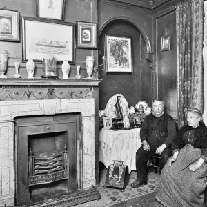 Elderly Couple in Victorian Interior Print, 1911