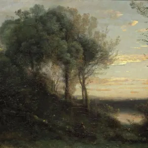 Abend, 1860. Künstler: Jean-Baptiste-Camille Corot
