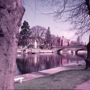 Evesham Print, c1955: A Black and White Photograph of the River Avon Evesham Print, c1955: A Black and White Photograph of the River Avon