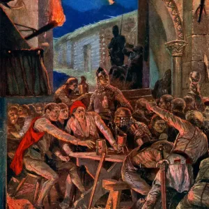La última fiesta de los hombres de Robert De Comines en Durham, 1069, (c1920). Artista: Richard Caton Woodville II. La última fiesta de los hombres de Robert De Comines en Durham, 1069, (c1920). Artista: Richard Caton Woodville II.