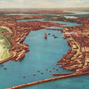 Fremantle Harbour Print, c1947 Fremantle Harbour Print, c1947