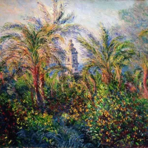 Print of a garden scene in Bordighera at morning Print of a garden scene in Bordighera at morning