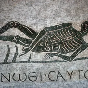 Mosaico romano con il testo Conosci te stesso. Mosaico romano con il testo Conosci te stesso.