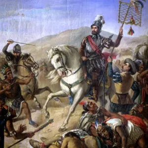 Hernan Cortes in the Battle of Otumba Print, July 7, 1520 Hernan Cortes in the Battle of Otumba Print, July 7, 1520