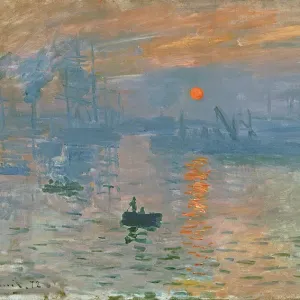 Print of a hazy sunrise over water with a ship in the foreground Print of a hazy sunrise over water with a ship in the foreground