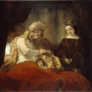 Rembrandt's Jacob Blessing Ephraim and Manasseh Print, 1656 Rembrandt's Jacob Blessing Ephraim and Manasseh Print, 1656