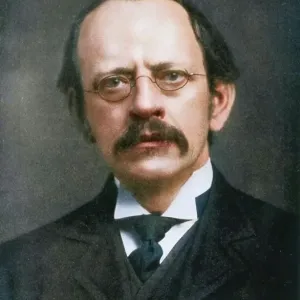 JJ Thomson, British physicist, in a colourised black and white print JJ Thomson, British physicist, in a colourised black and white print