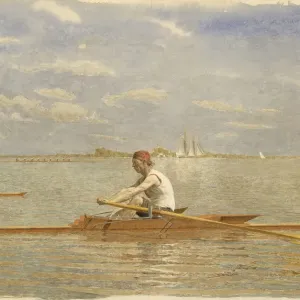 Hans Biglin im Einmannschieberruder um 1873 von Thomas Eakins