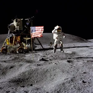 John Young on the Lunar Surface, Apollo 16 Print John Young on the Lunar Surface, Apollo 16 Print