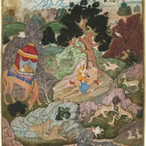 Layla and Majnun in the Wilderness, c. 1590-1600 Print Layla and Majnun in the Wilderness, c. 1590-1600 Print
