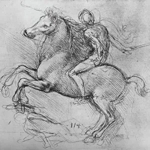Leonardo da Vinci Print: A Horseman Trampling on a Fallen Foe