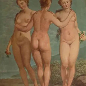 Die drei Göttinnen der Schönheit , K. 1785 - 1913 . Maler : Jean François Janinet Die drei Göttinnen der Schönheit , K. 1785 - 1913 . Maler : Jean François Janinet