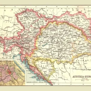 Austro-Hungarian Empire Map Print, 1902 Austro-Hungarian Empire Map Print, 1902