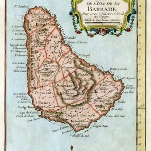 Barbados Map Print, c1758 Barbados Map Print, c1758