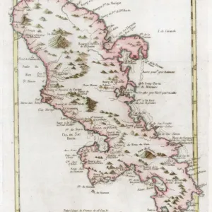 Map of Martinique, Caribbean Print, c1783 Map of Martinique, Caribbean Print, c1783