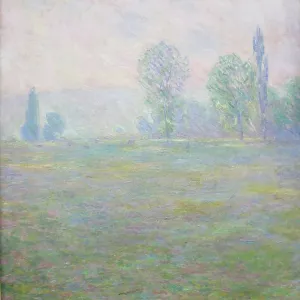 Print of a serene landscape with lush green meadows at Giverny Print of a serene landscape with lush green meadows at Giverny
