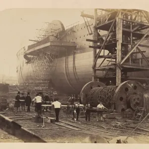 Men at Work Beside the Launching Chains of the Great Eastern Print, 1857