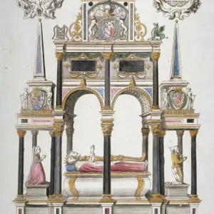 1656 Print of Earl of Pembroke's Monument in St Pauls Cathedral 1656 Print of Earl of Pembroke's Monument in St Pauls Cathedral