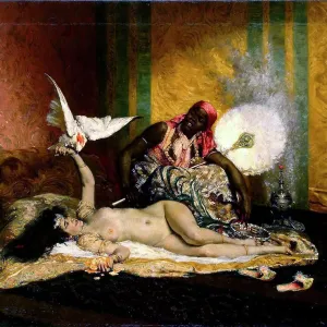 Print of a reclining woman in an ornate setting, 1870s Print of a reclining woman in an ornate setting, 1870s