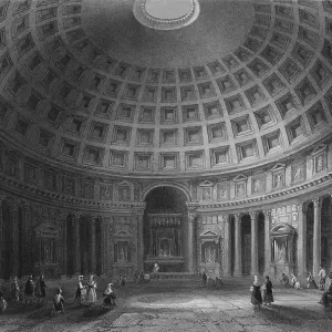 The Pantheon, Rome, 1841 Lithograph Print The Pantheon, Rome, 1841 Lithograph Print