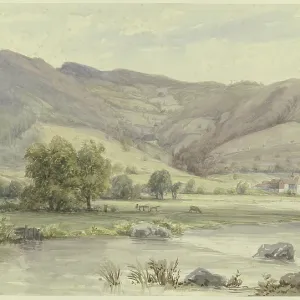 Paysage fluvial avec des montagnes élevées, milieu-tard 19e siècle. Créateur : Karl Peter Burnitz