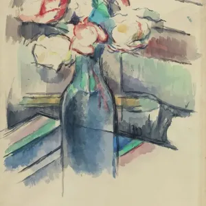 Paul Cezanne Roses in a Bottle [recto] Print, 1900/1904