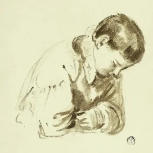 Sitzender Junge (Halbfigur), um 1830 von T.J.Barker und Th. B., Sitzender Junge (Halbfigur), um 1830 von T.J.Barker und Th. B.,