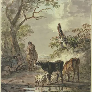 Jacob van Strij Print: Shepherds at a Watering Place Jacob van Strij Print: Shepherds at a Watering Place