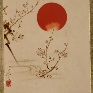 Shibata Zeshin's Sun and Plum Branches Print Shibata Zeshin's Sun and Plum Branches Print