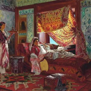 Prendre le thé dans le Harem. Créateur : Ernst, Rudolf (1854-1932).