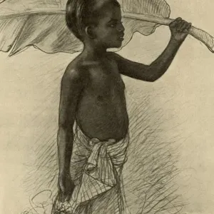 Tamil Boy with Leaf, Kandy, Ceylon Print, 1898 Tamil Boy with Leaf, Kandy, Ceylon Print, 1898