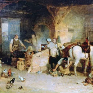 A Country Blacksmith Disputing upon the Price of Iron Print, c1807 A Country Blacksmith Disputing upon the Price of Iron Print, c1807