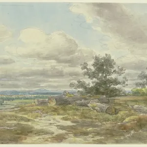 Anton Burger Print: A plain landscape with sawn tree trunks Anton Burger Print: A plain landscape with sawn tree trunks