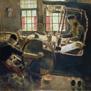 Print of The Weaver in a traditional German setting Print of The Weaver in a traditional German setting