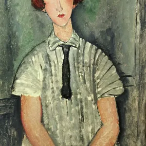 Young Girl with Striped Blouse Print, 1917 Young Girl with Striped Blouse Print, 1917
