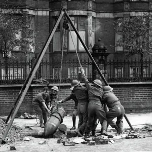 Print of Royal Engineers in action, West London, 1940 Print of Royal Engineers in action, West London, 1940