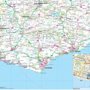 East Sussex County Road Map Print East Sussex County Road Map Print
