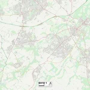 Midlothian EH18 1 Postcode Sector Print Map Midlothian EH18 1 Postcode Sector Print Map