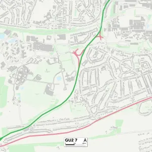 Drucke von Postleitzahl-Sektor-Karten Drucke: GU - Guildford